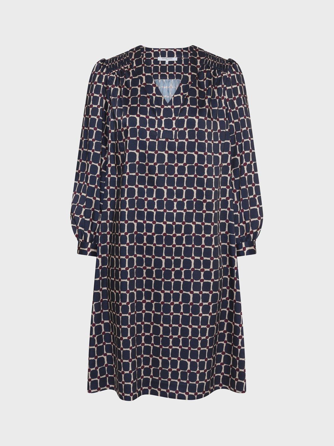Product image 4 of 6, which shows Gerard Darel Leonie A-Line Geometric Print Mini Dress, Ink, 10