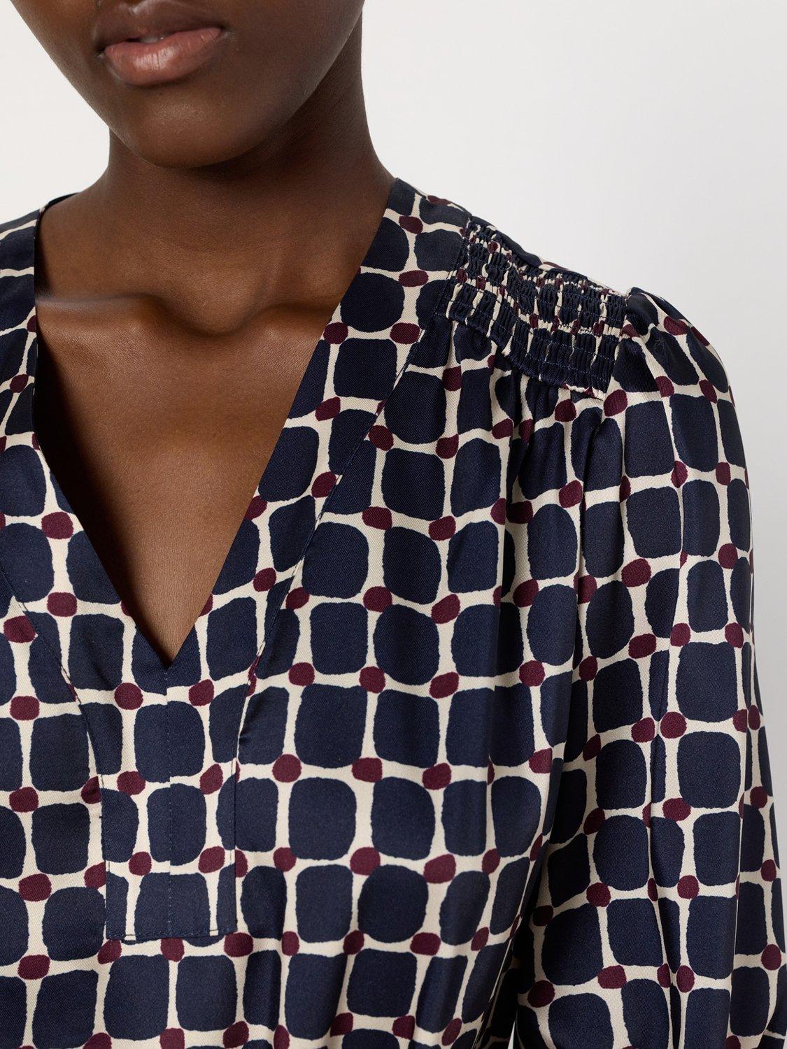 Product image 6 of 6, which shows Gerard Darel Leonie A-Line Geometric Print Mini Dress, Ink, 10