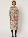 Gerard Darel Lian Floral Three-Quarter Sleeve Collar Midi Shirt Dress