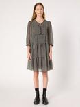 Gerard Darel Lira Abstract Print Check Tiered Smock Dress