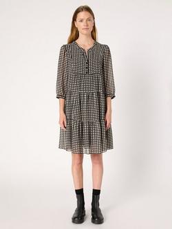 Gerard Darel Lira Abstract Print Check Tiered Smock Dress - view 2, Black