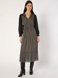 Gerard Darel Lova Spotty Tie Neck Tiered Midi Dress