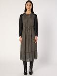 Gerard Darel Lova Spotty Tie Neck Tiered Midi Dress