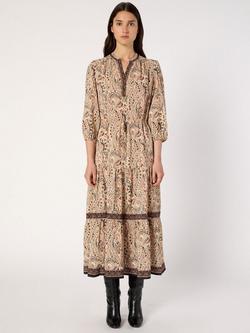 Gerard Darel Lyna Paisley Print Tiered Midi Dress - view 2, Natural