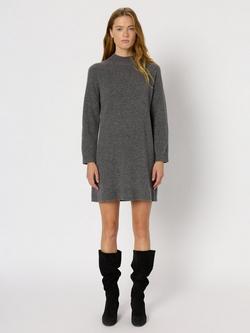 Gerard Darel Lysan Wool Blend Long Sleeve High Neck Mini Jumper Dress - view 2, Grey