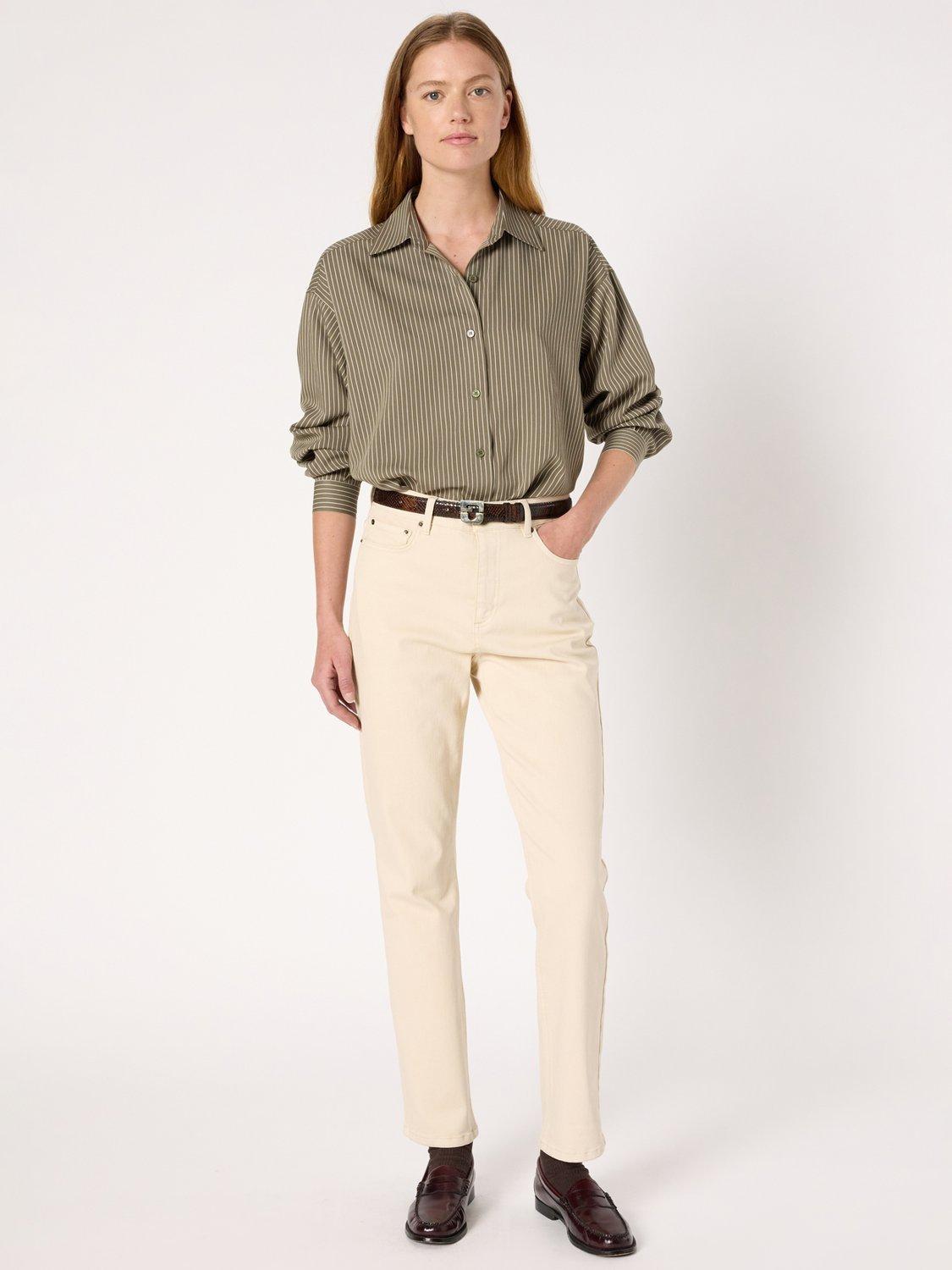 Product image 1 of 6, which shows Gerard Darel Carmen Cotton Blend Straight Denim Jeans, Natural, 12