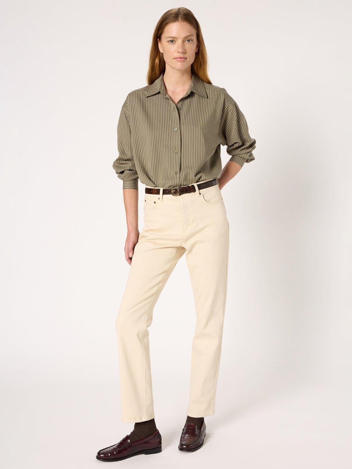 Product image 5 of 6, which shows Gerard Darel Carmen Cotton Blend Straight Denim Jeans, Natural, 12