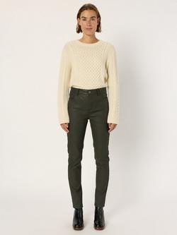 Gerard Darel Celine Mid Rise Cotton Blend Denim Jeans - view 2, Khaki Green