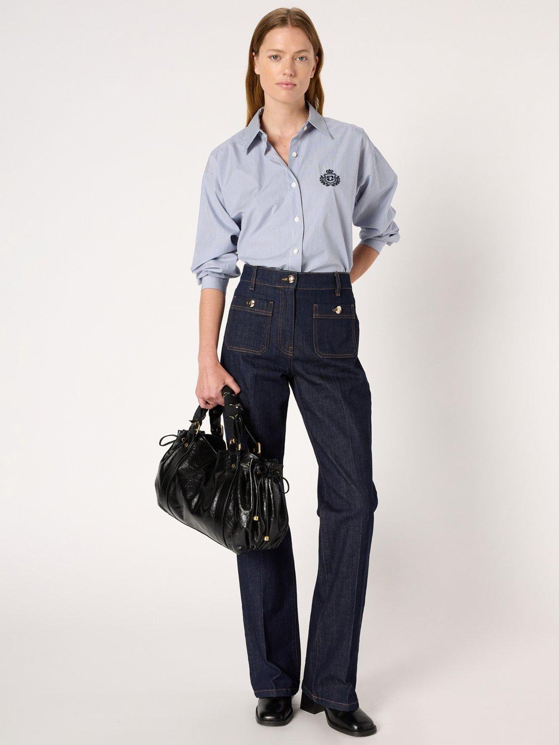 Product image 1 of 6, which shows Gerard Darel Clema Mid Rise Cotton Blend Straight Jeans, Blue, 10
