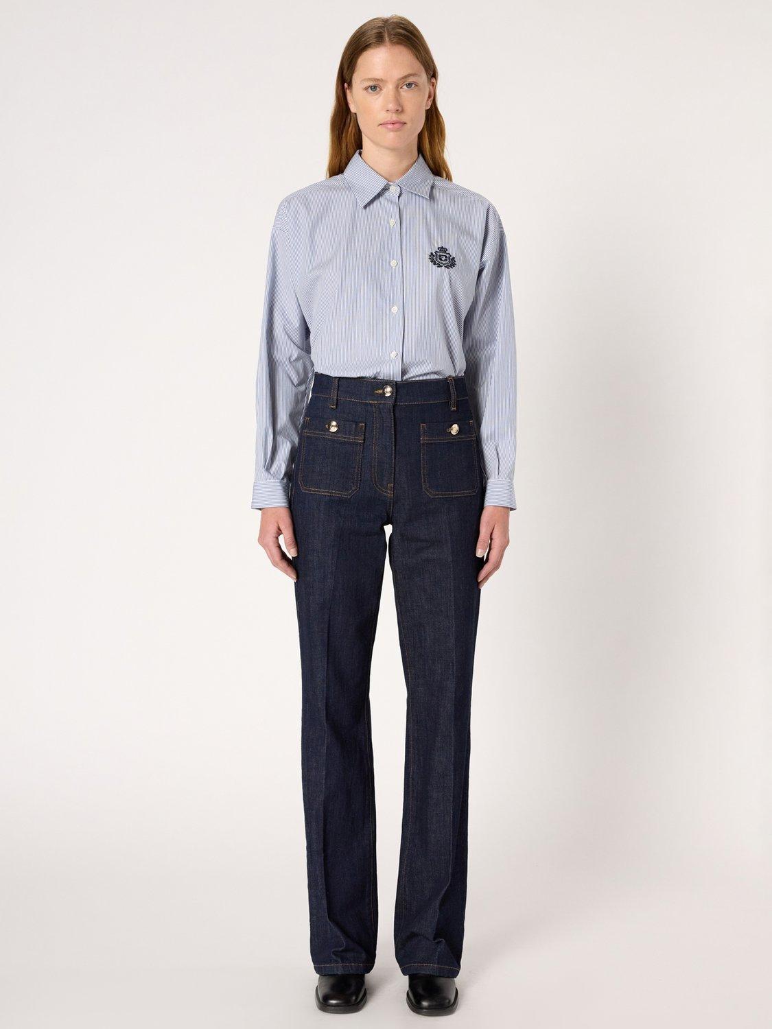 Product image 2 of 6, which shows Gerard Darel Clema Mid Rise Cotton Blend Straight Jeans, Blue, 10
