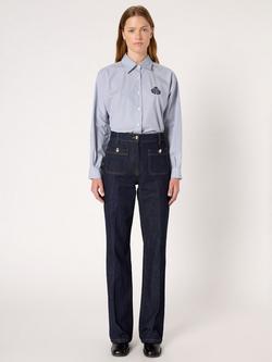 Gerard Darel Clema Mid Rise Cotton Blend Straight Jeans - view 2, Blue