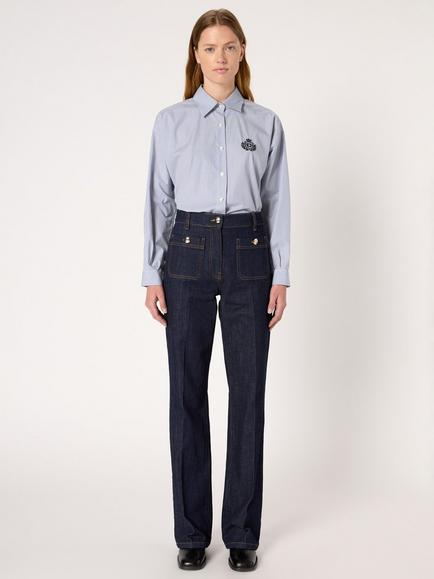 Gerard Darel Clema Mid Rise Cotton Blend Straight Jeans - view 2, Blue
