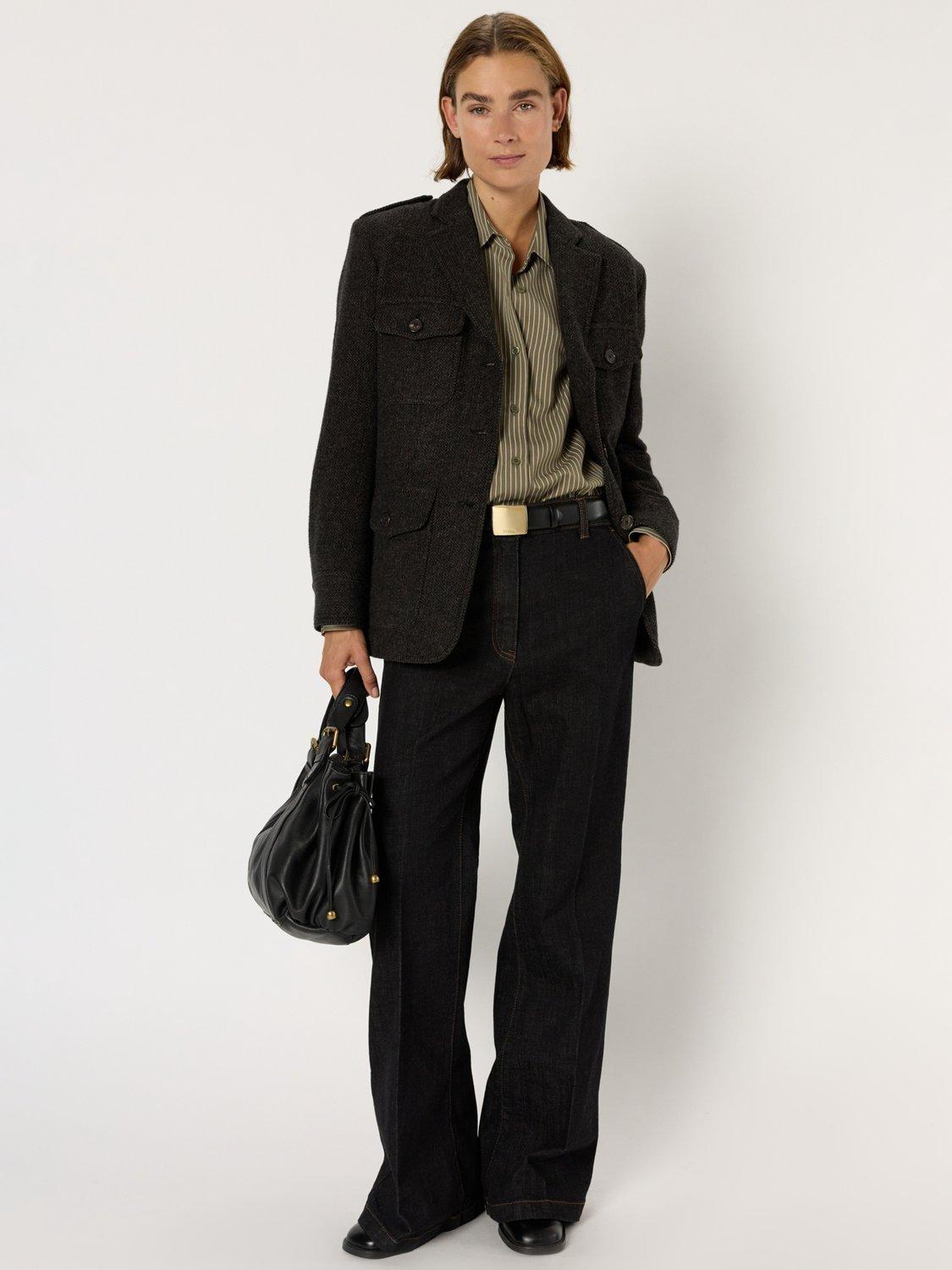 Product image 1 of 6, which shows Gerard Darel Cally Straight Wide Leg Denim Jeans, Black, 6