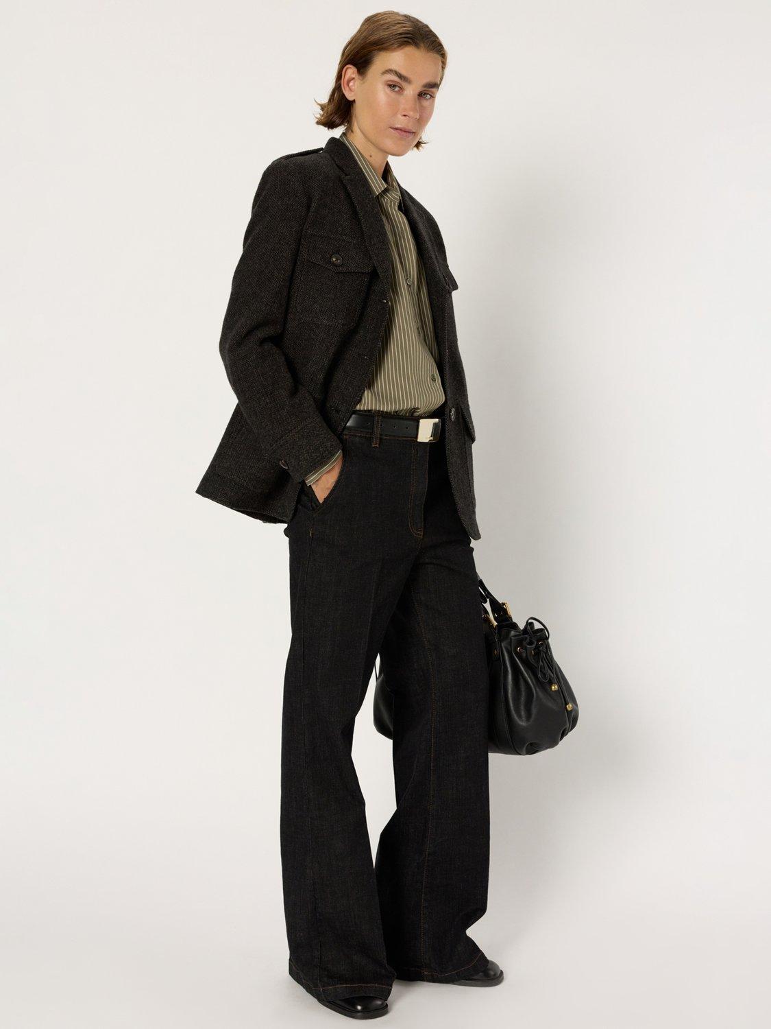 Product image 5 of 6, which shows Gerard Darel Cally Straight Wide Leg Denim Jeans, Black, 6