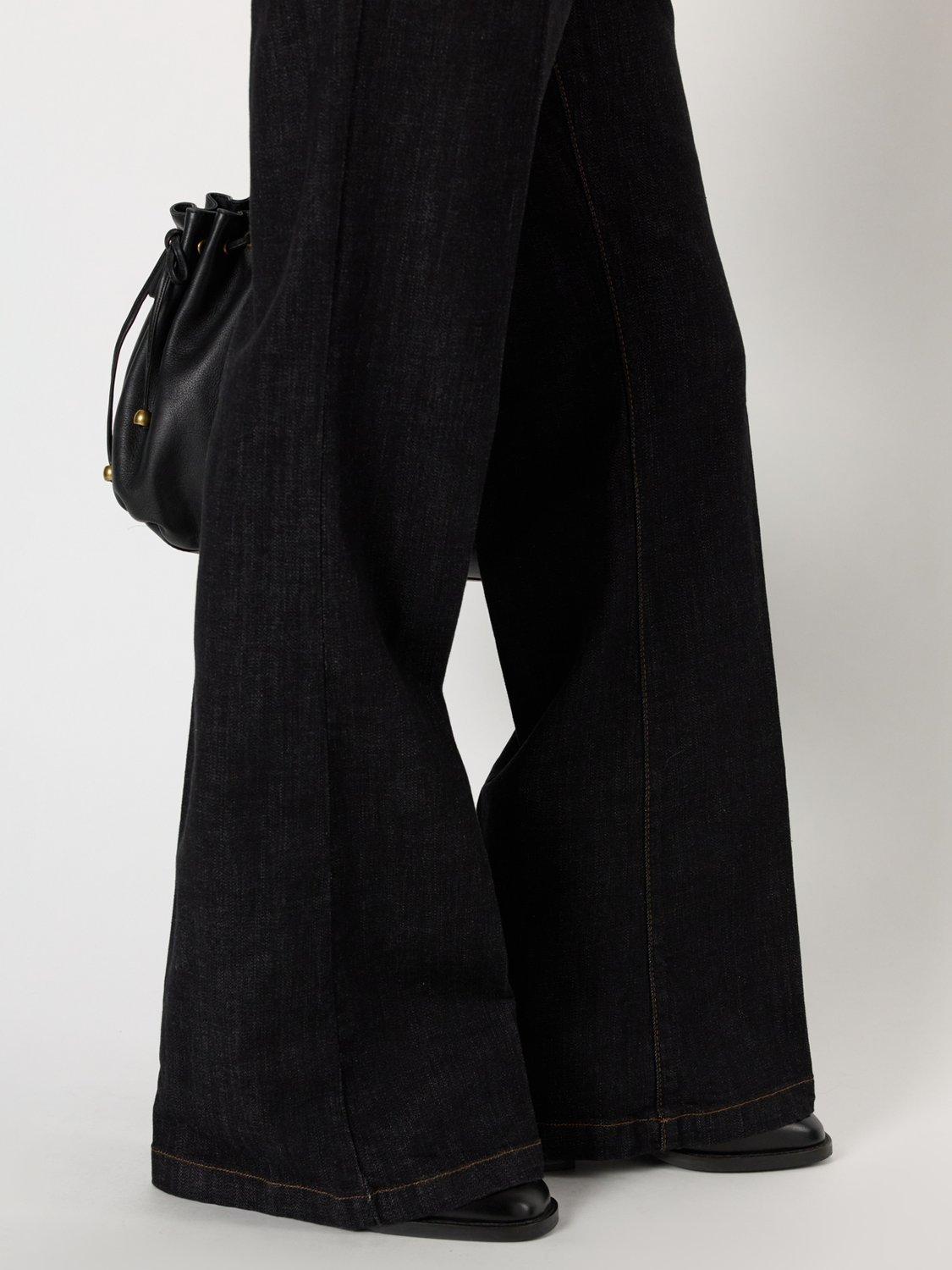 Product image 6 of 6, which shows Gerard Darel Cally Straight Wide Leg Denim Jeans, Black, 6