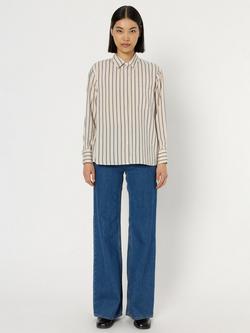 Gerard Darel Adelaide Silk Blend Stripe Long Sleeve Collar Shirt - view 2, Natural/Multi