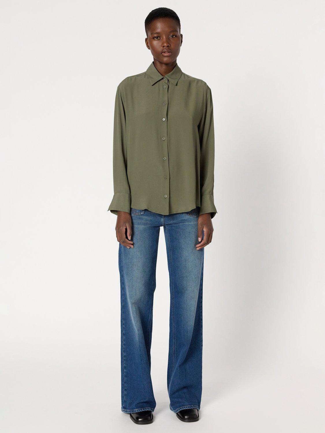 Product image 2 of 6, which shows Gerard Darel Agathe Acetate Long Sleeve Blouse, Green, 14