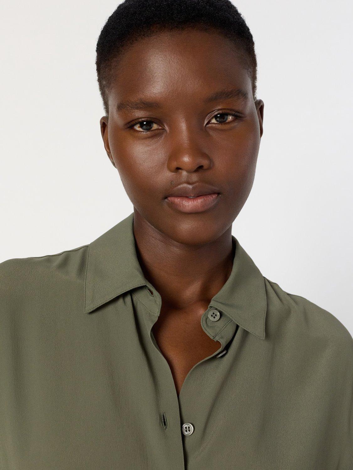 Product image 6 of 6, which shows Gerard Darel Agathe Acetate Long Sleeve Blouse, Green, 14