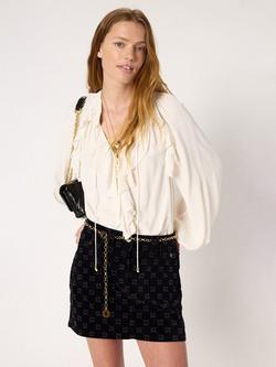 Gerard Darel  Agnella Ruffle Detail Long Sleeve Blouse, Ecru, Ecru