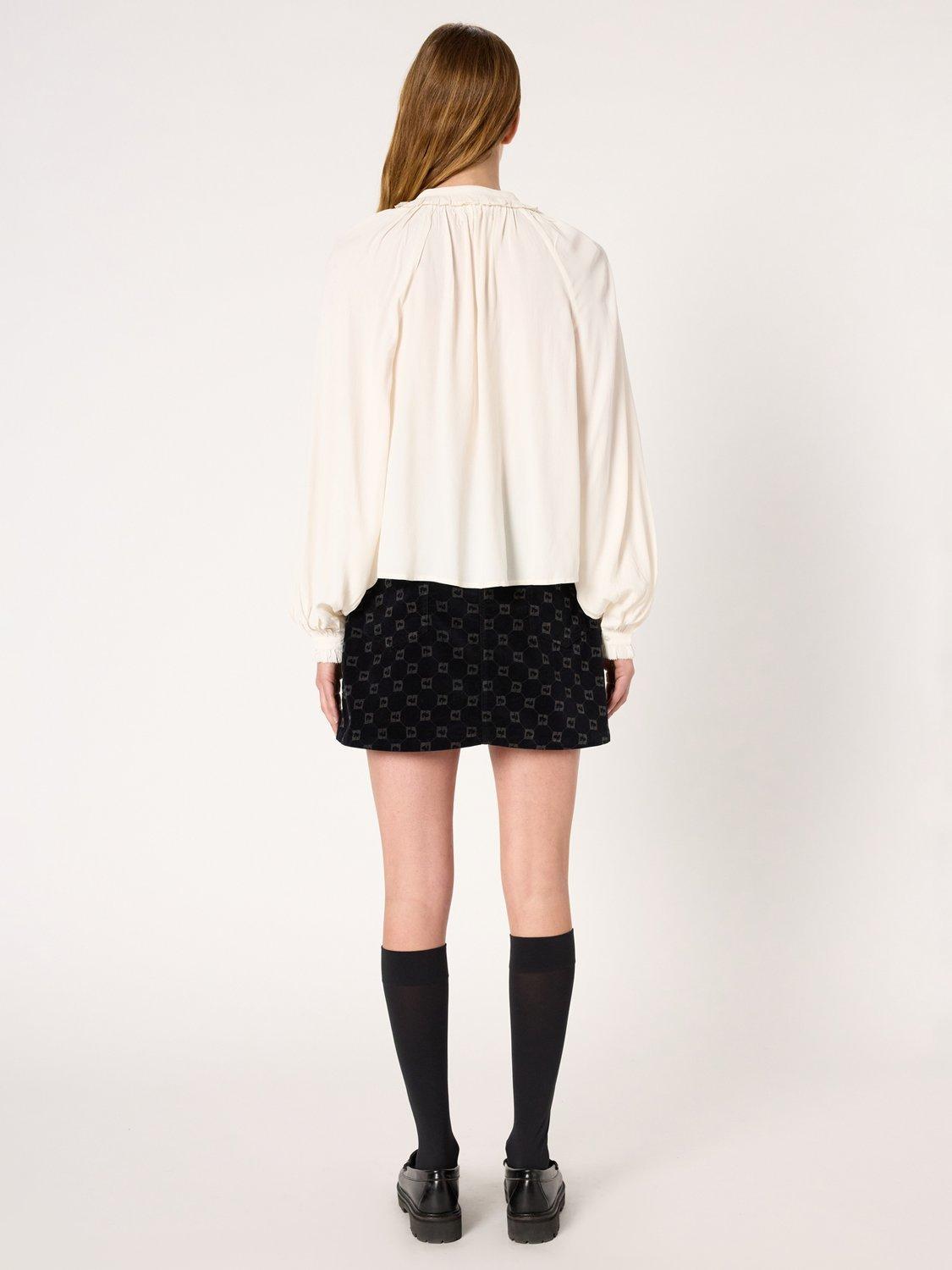 Product image 3 of 6, which shows Gerard Darel  Agnella Ruffle Detail Long Sleeve Blouse, Ecru, 10