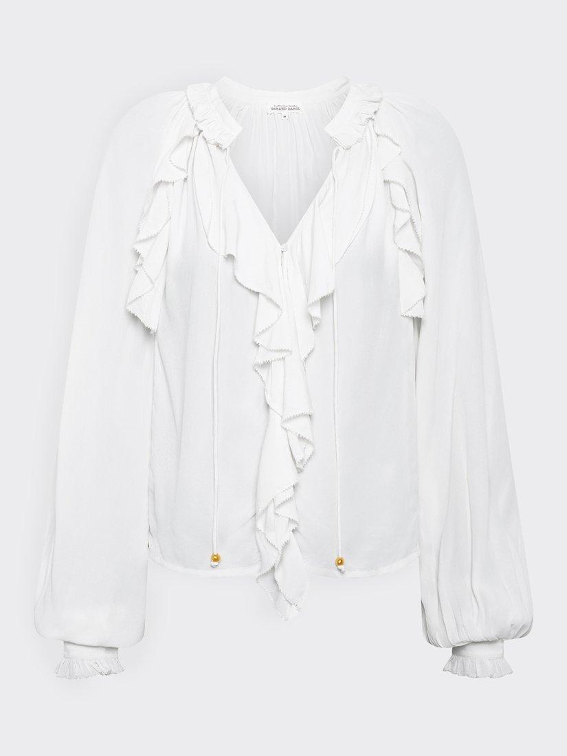 Product image 4 of 6, which shows Gerard Darel  Agnella Ruffle Detail Long Sleeve Blouse, Ecru, 10