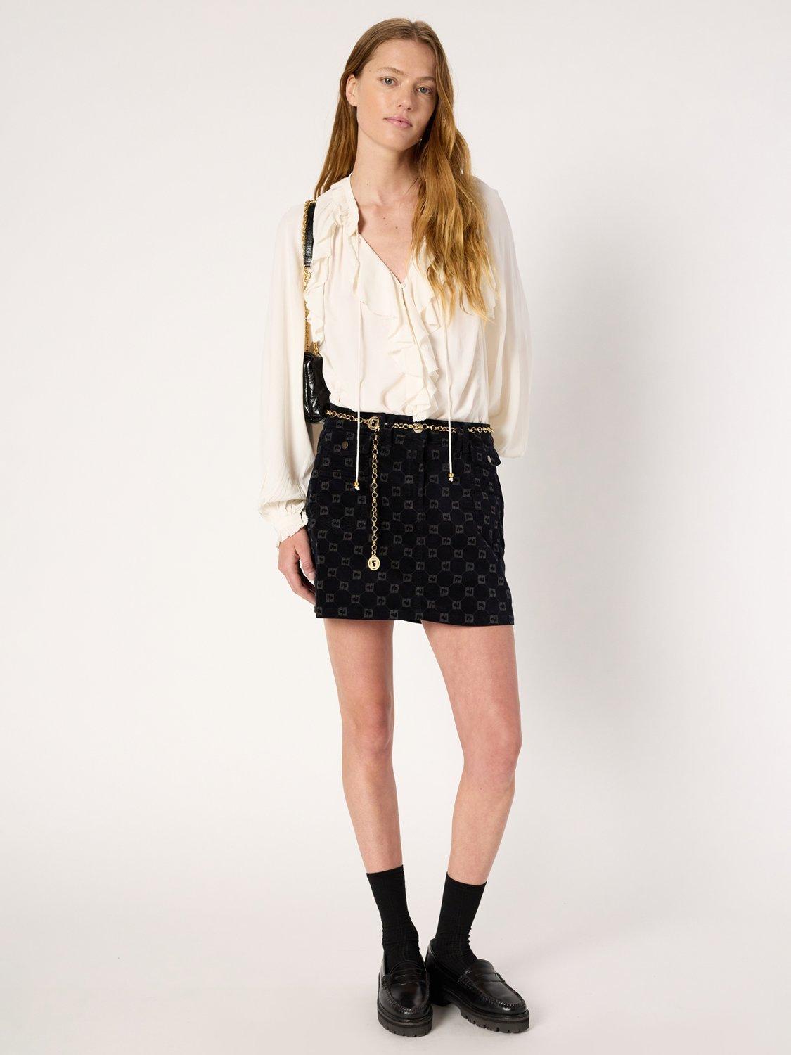 Product image 5 of 6, which shows Gerard Darel  Agnella Ruffle Detail Long Sleeve Blouse, Ecru, 10