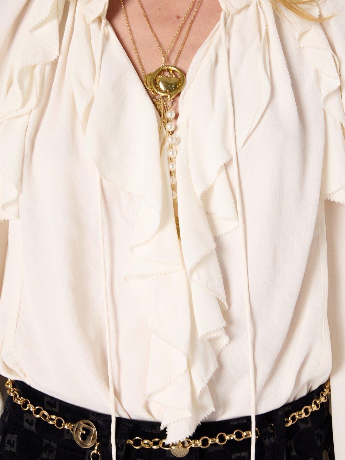 Product image 6 of 6, which shows Gerard Darel  Agnella Ruffle Detail Long Sleeve Blouse, Ecru, 10