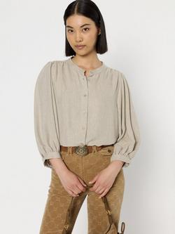 Gerard Darel Alana Three-Quarter Sleeve Crew Neck Blouse, Beige
