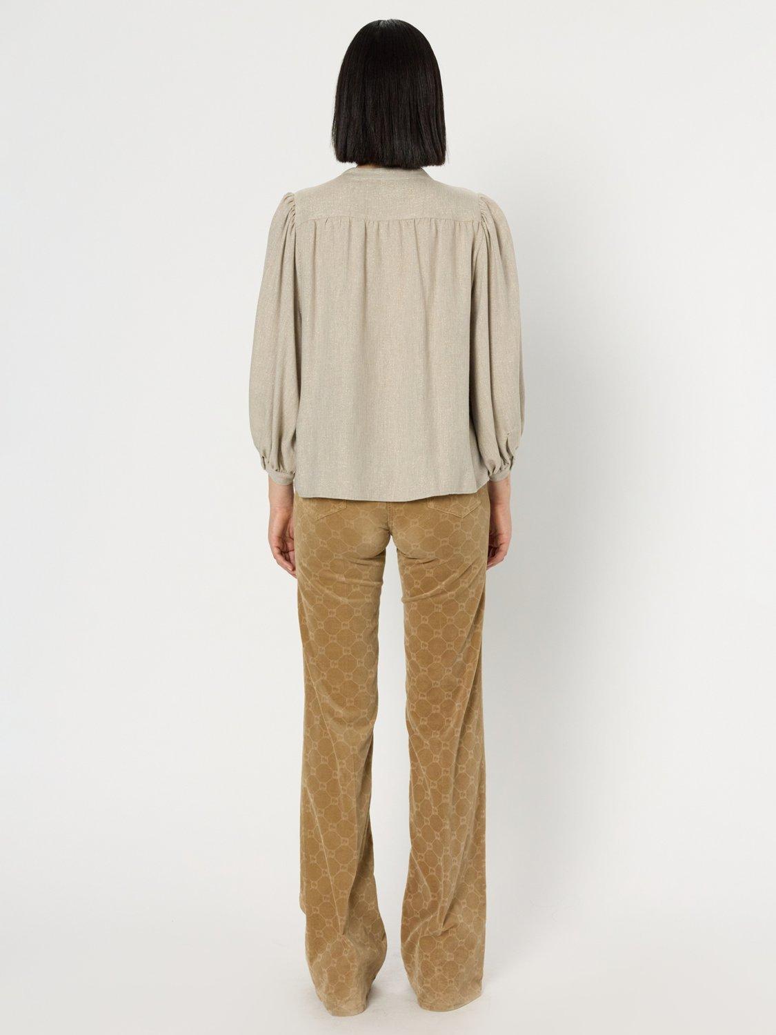 Product image 3 of 6, which shows Gerard Darel Alana Three-Quarter Sleeve Crew Neck Blouse, Beige, 10