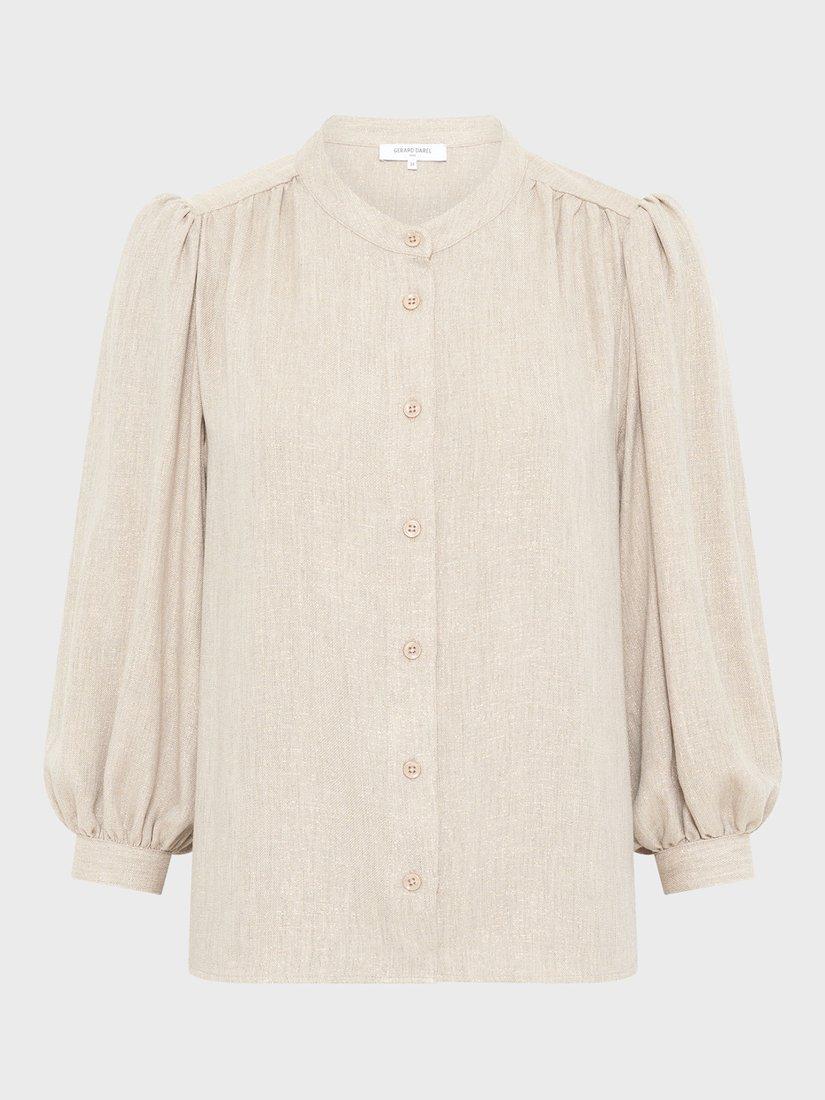 Product image 4 of 6, which shows Gerard Darel Alana Three-Quarter Sleeve Crew Neck Blouse, Beige, 10