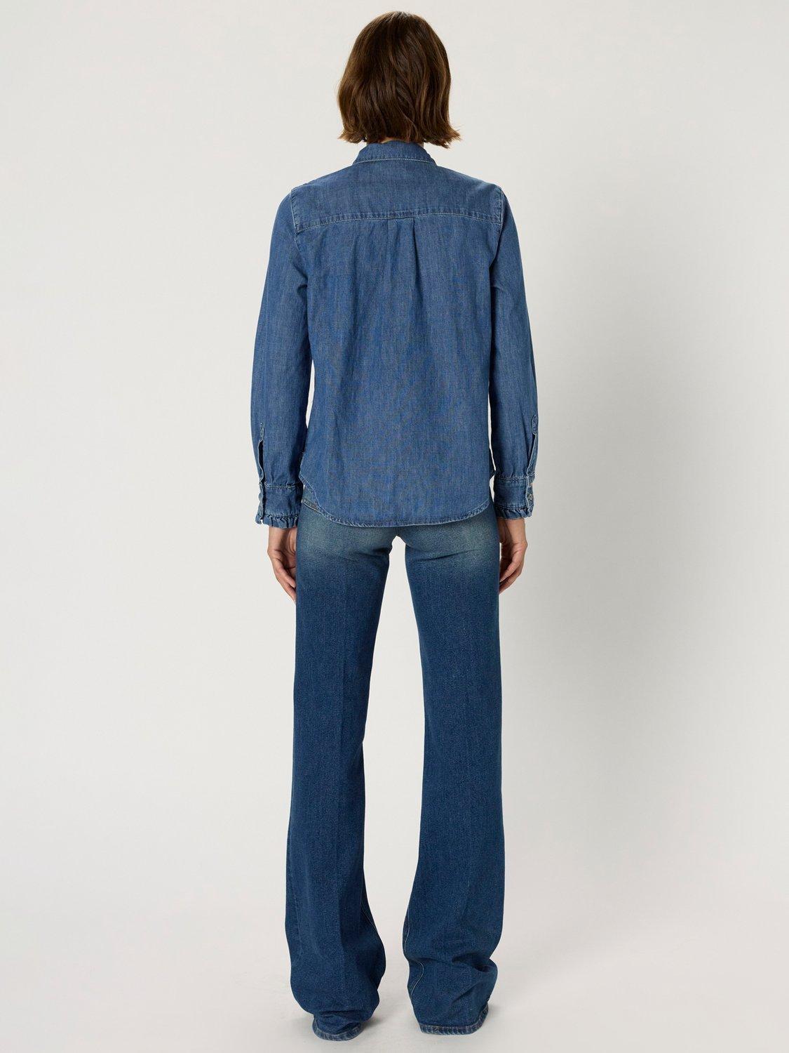Product image 3 of 5, which shows Gerard Darel Alia Long Sleeve Collar Denim Blouse, Blue, 6