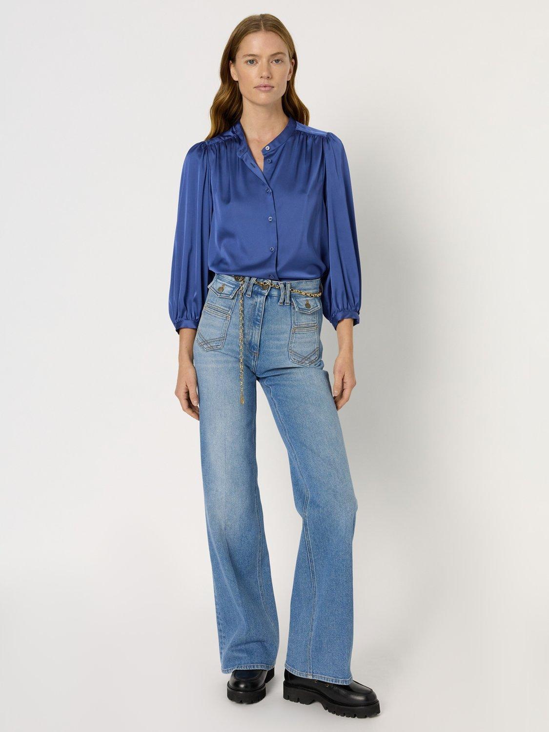 Product image 5 of 6, which shows Gerard Darel Alicia Long Sleeved Blouse, Blue, 10