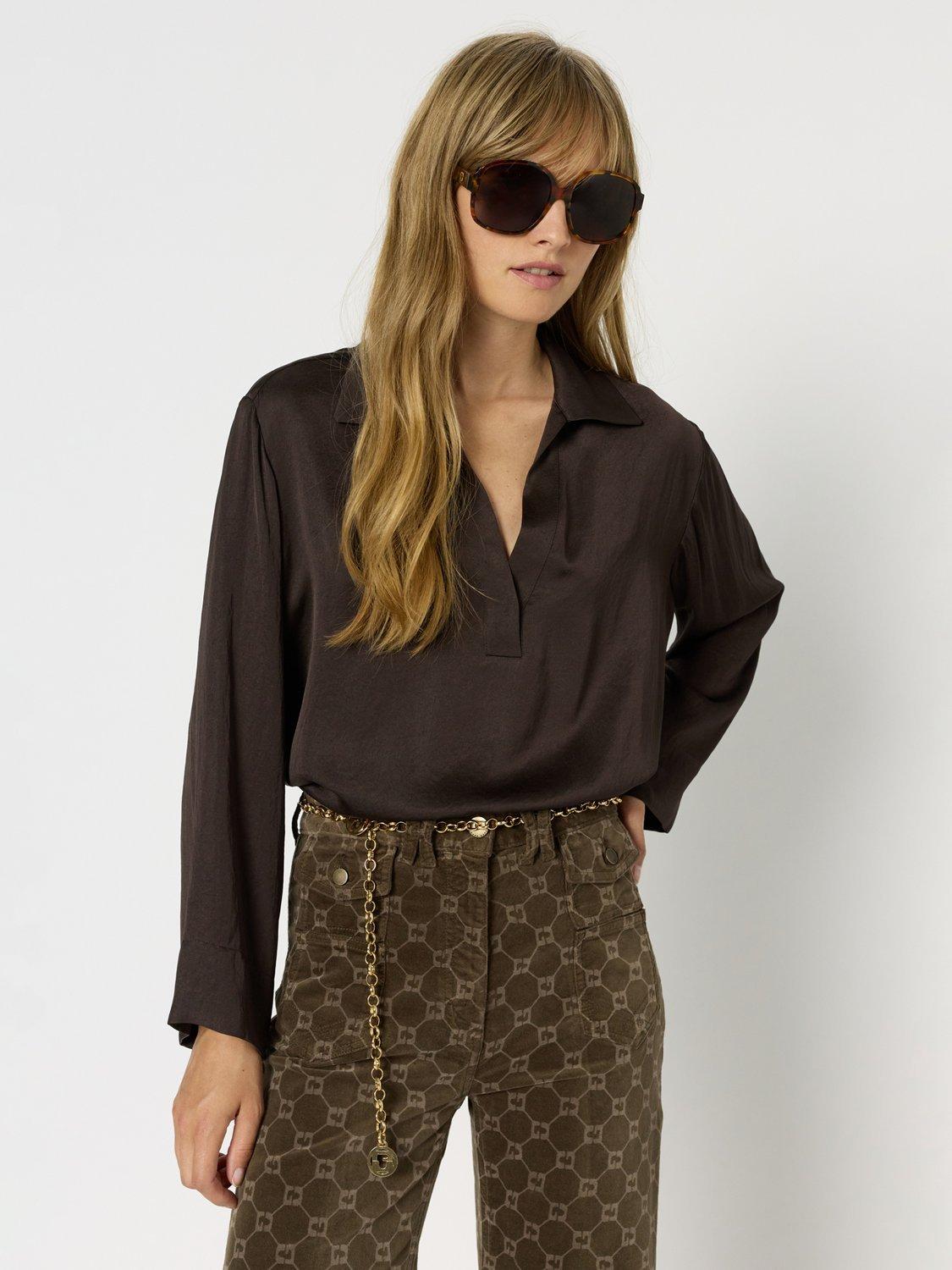 Gerard Darel Alina Collar Top, Cinnamon