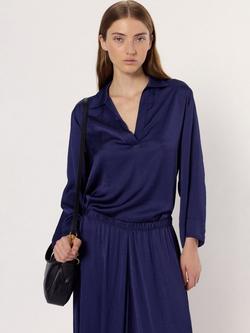 Gerard Darel Alina Polo Collar Top, Navy, Navy