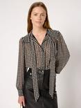 Gerard Darel Alisha Tie Neck Patterned Blouse, Black