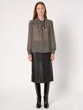Gerard Darel Alisha Tie Neck Patterned Blouse, Black