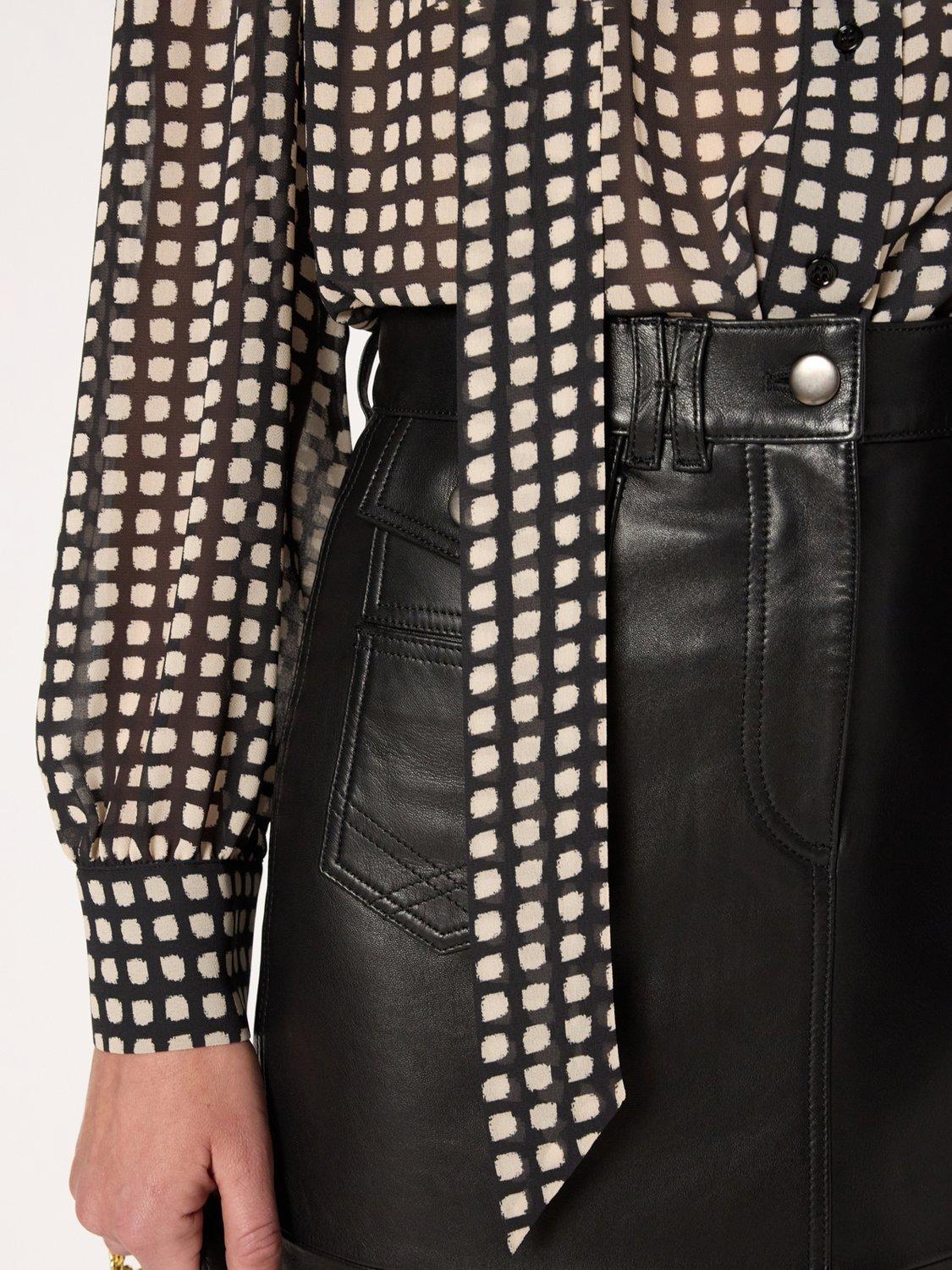 Product image 6 of 6, which shows Gerard Darel Alisha Tie Neck Patterned Blouse, Black, 10