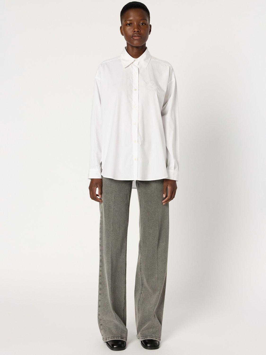 Product image 2 of 11, which shows Gerard Darel Alix Embroidered Logo Shirt, White, 10