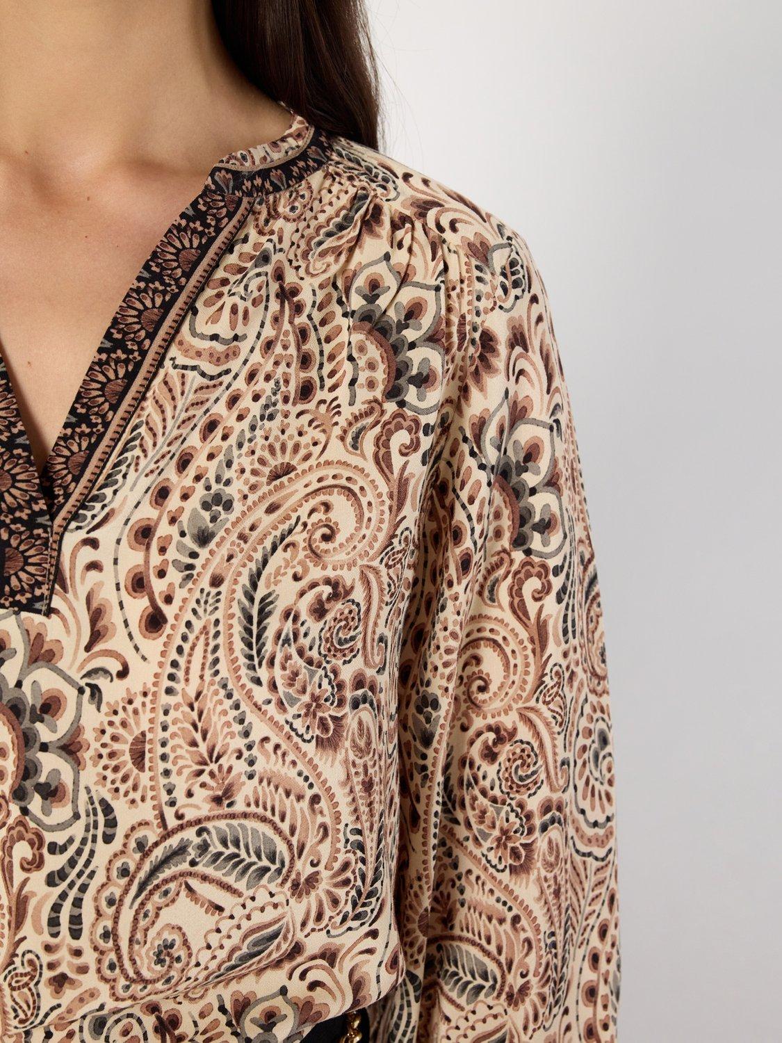 Product image 6 of 6, which shows Gerard Darel Amaya Paisley Blouse, Natural, 6