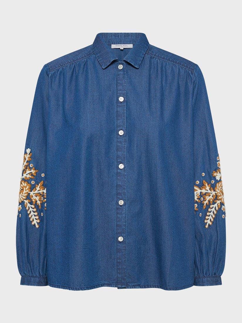 Product image 4 of 6, which shows Gerard Darel Floral Embroidered Shirt, Blue, 10