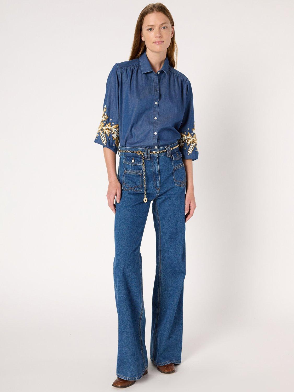 Product image 5 of 6, which shows Gerard Darel Floral Embroidered Shirt, Blue, 10