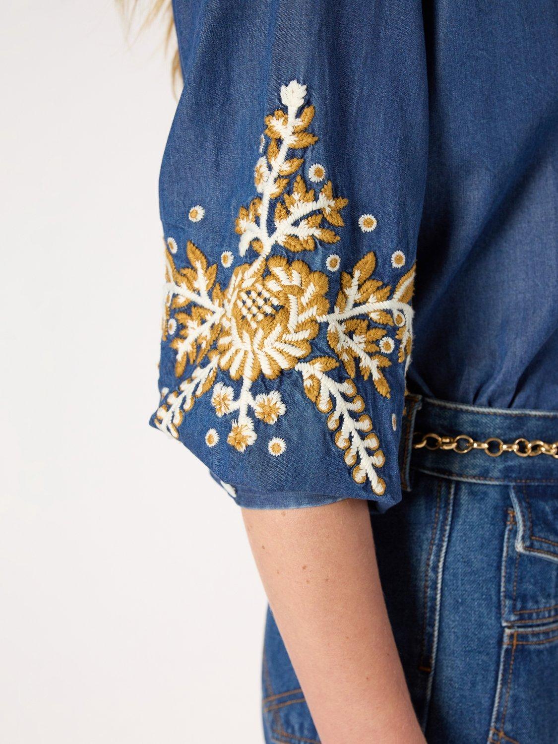 Product image 6 of 6, which shows Gerard Darel Floral Embroidered Shirt, Blue, 10