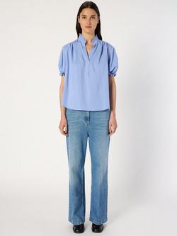 Gerard Darel Amira Short Sleeve Open Neck Blouse, Bluesky - view 2, Bluesky
