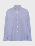 Gerard Darel Ana Embellished Collar Striped Shirt, Blue