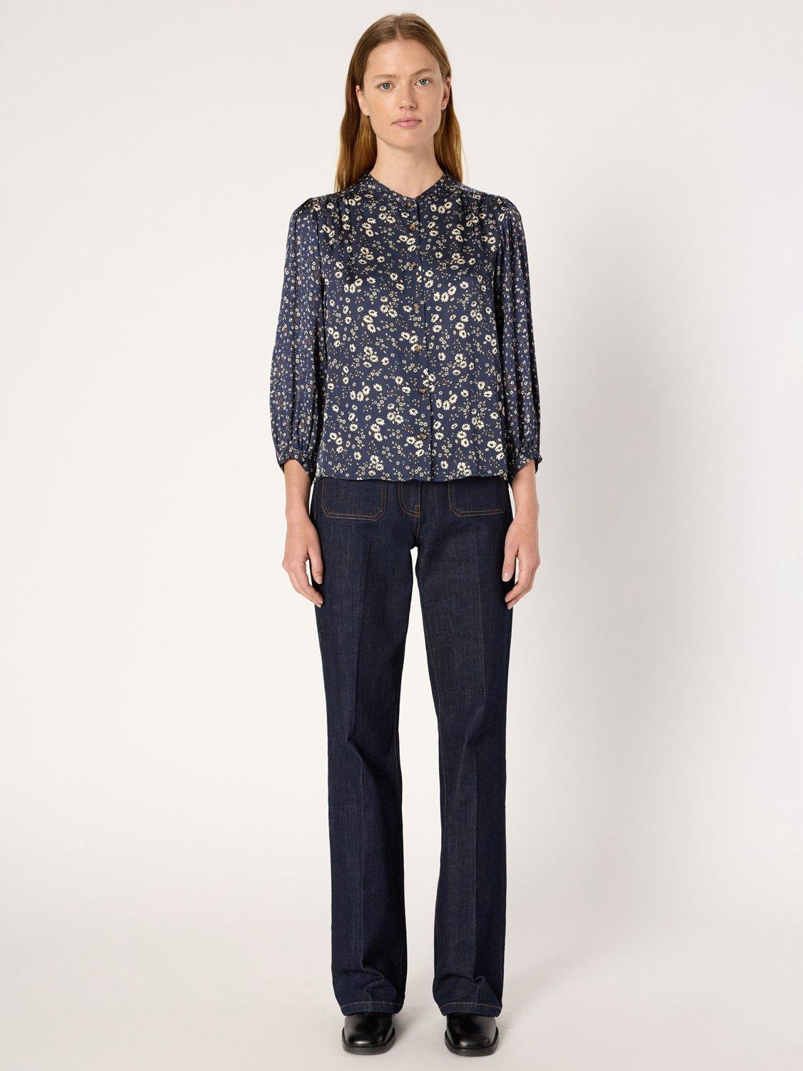 Product image 2 of 6, which shows Gerard Darel Anaelle Floral Blouse, Navy, 8