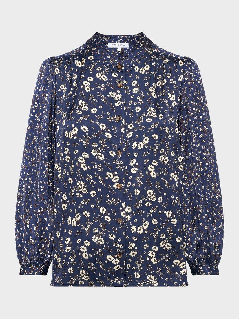 Product image 4 of 6, which shows Gerard Darel Anaelle Floral Blouse, Navy, 8