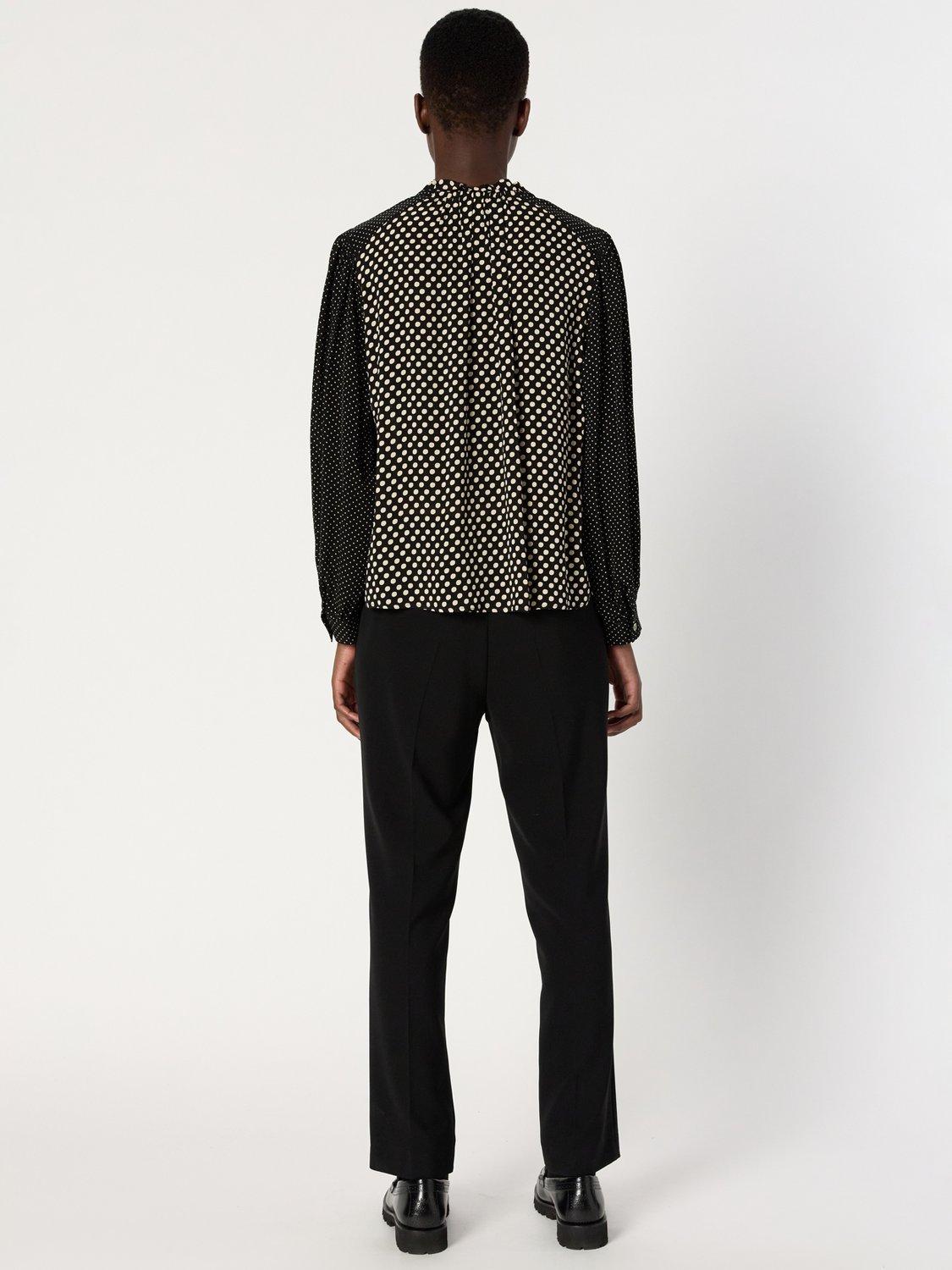 Product image 3 of 6, which shows Gerard Darel Arielle Spot Print Blouse, Black, 10