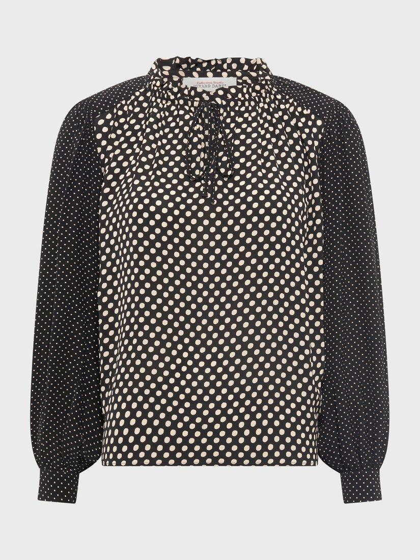 Product image 4 of 6, which shows Gerard Darel Arielle Spot Print Blouse, Black, 10
