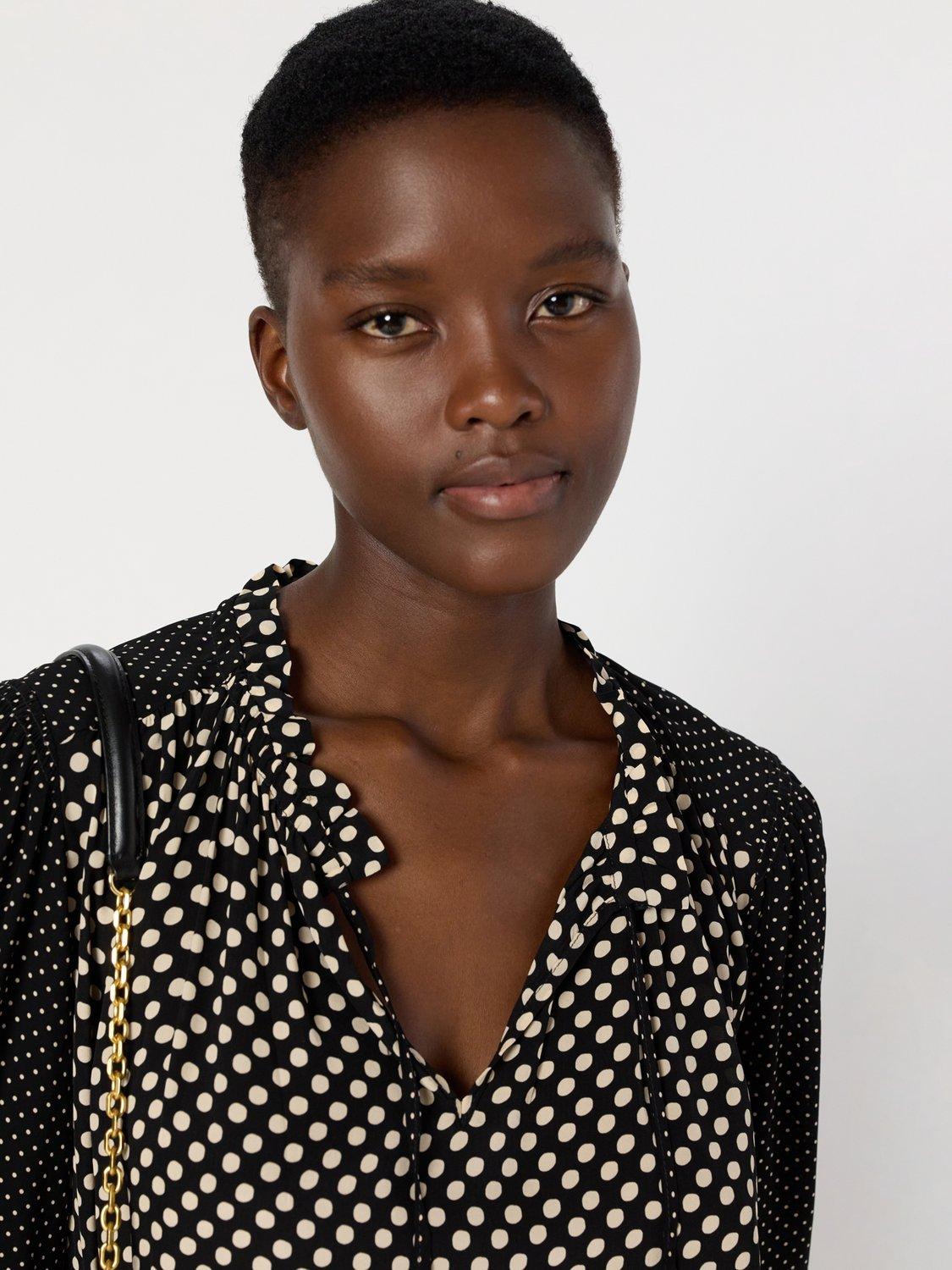 Product image 6 of 6, which shows Gerard Darel Arielle Spot Print Blouse, Black, 10