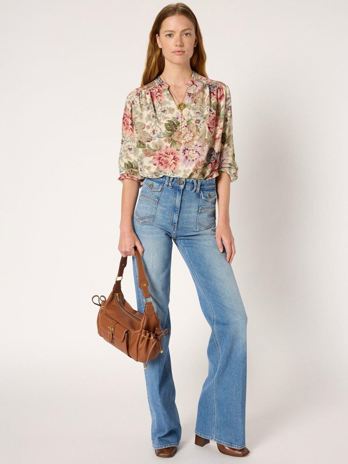 Product image 5 of 6, which shows Gerard Darel Armande Long Sleeve V Neck Blouse, Natural, 10